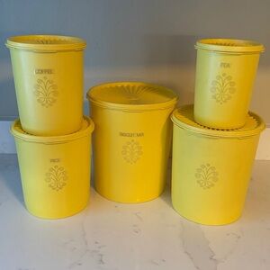 Vintage Yellow Tupperware Set 10-piece canisters